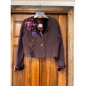 Boutique Edith of Laguna Beach Bohemian velvet floral design and trim blazer